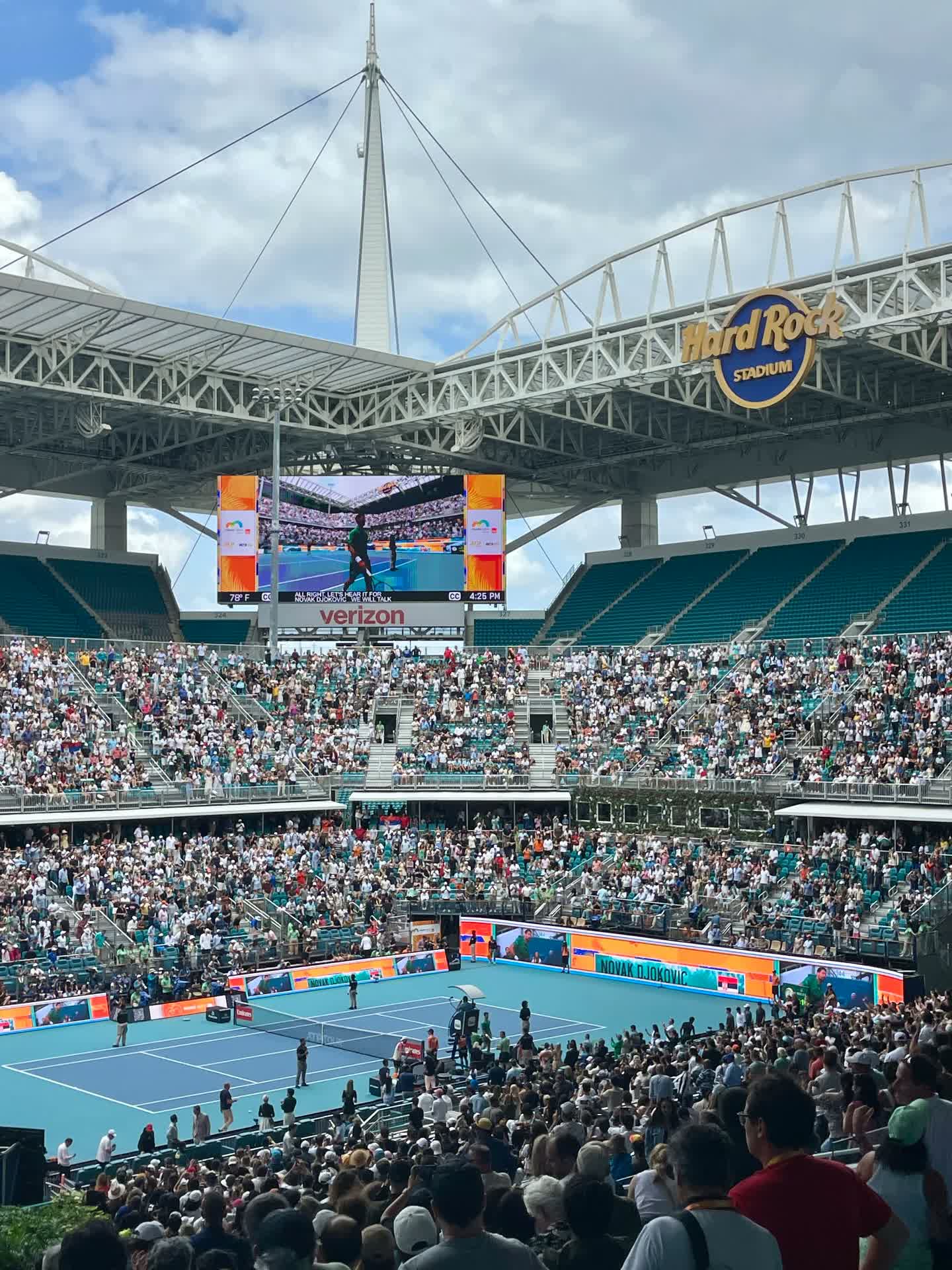 Packed Hard Rock Stadium court at the Miami Open