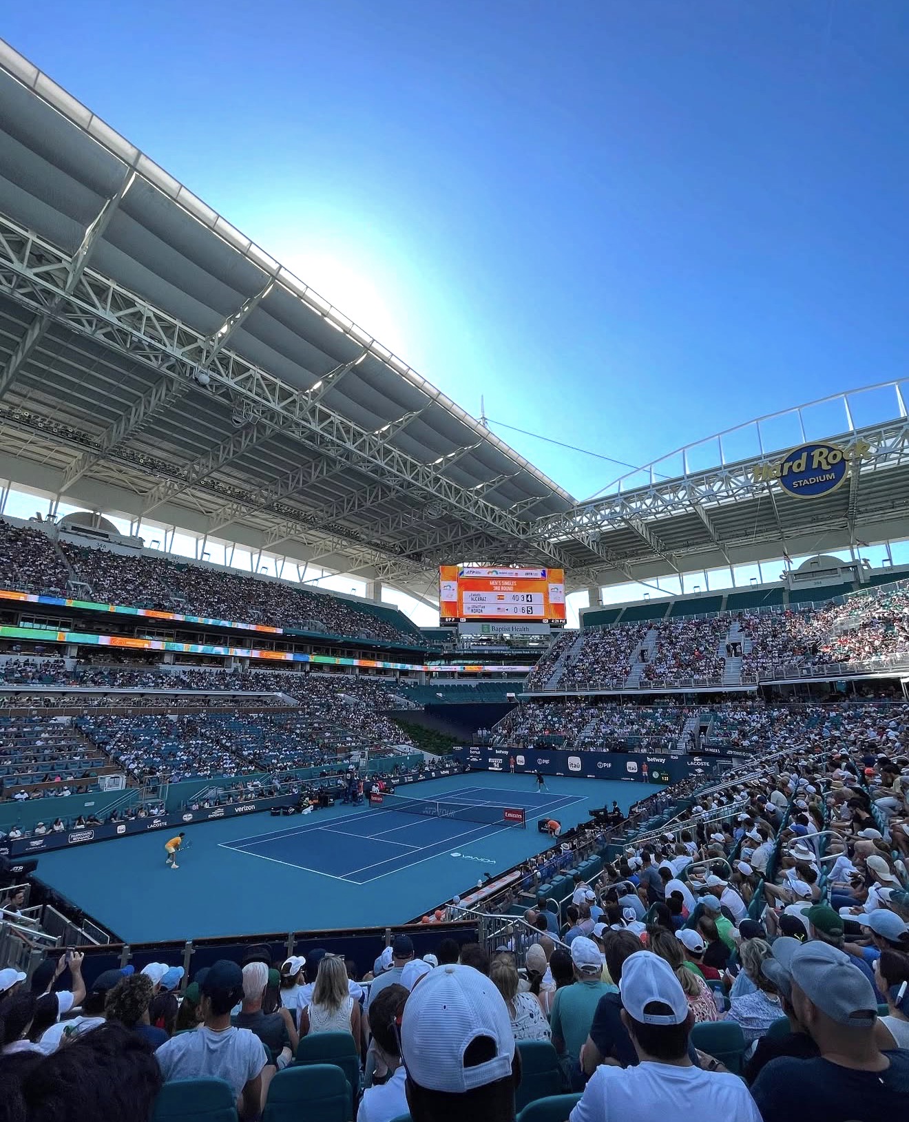 Miami Open stadium court from the stands during a match