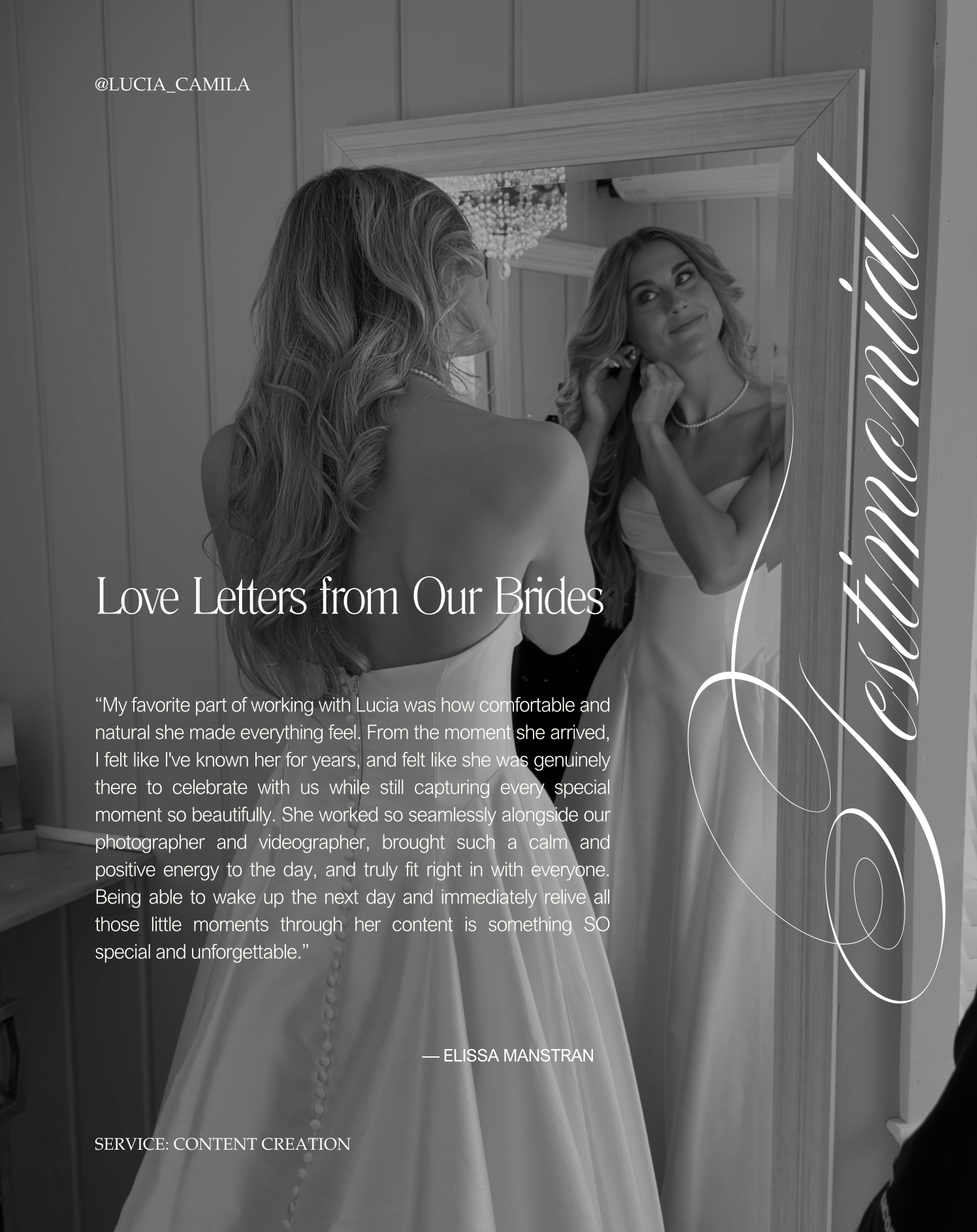 Love letter testimonial from Elissa Manstran about getting ready