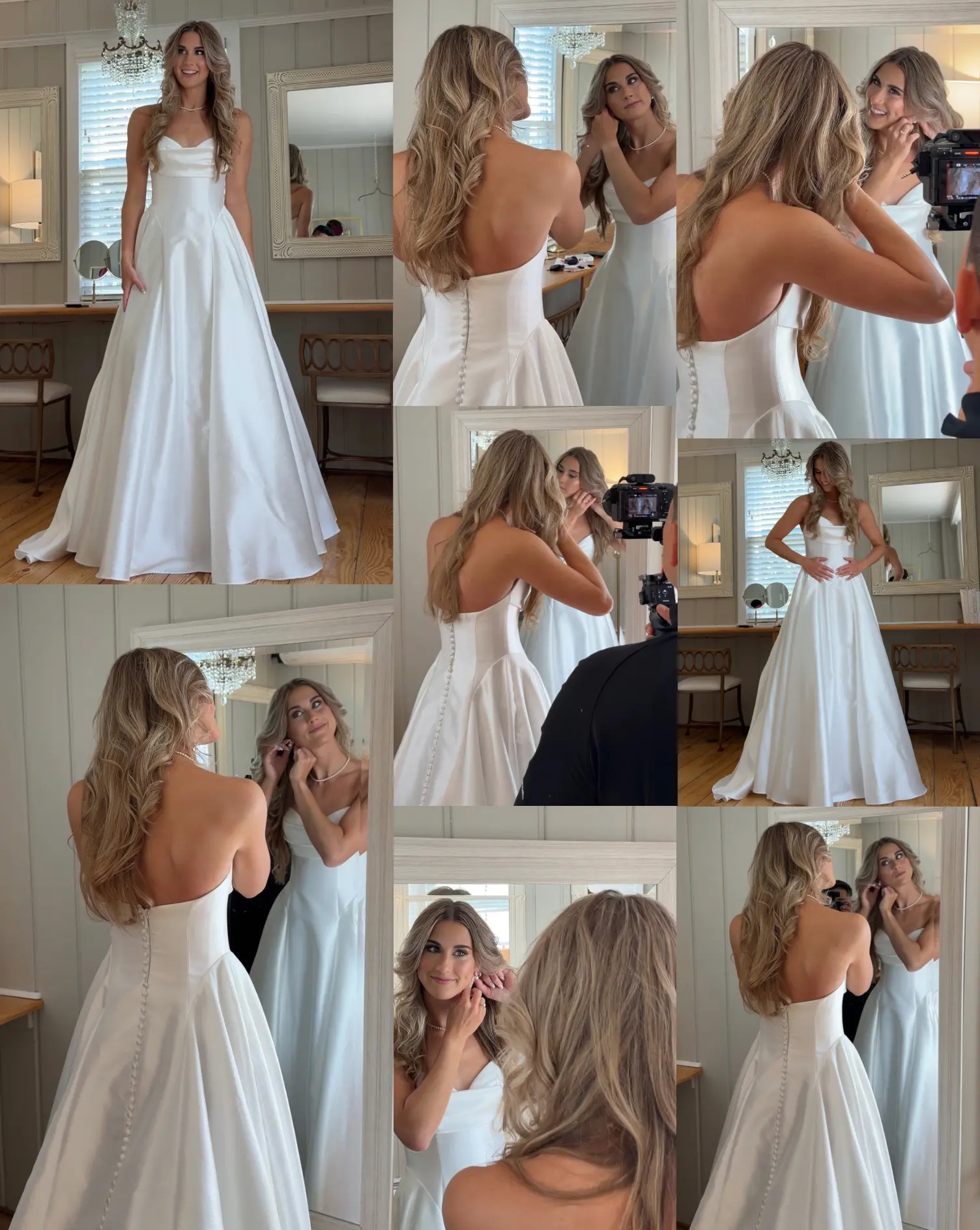 Gallery samples of the bride in her gown and mirror details