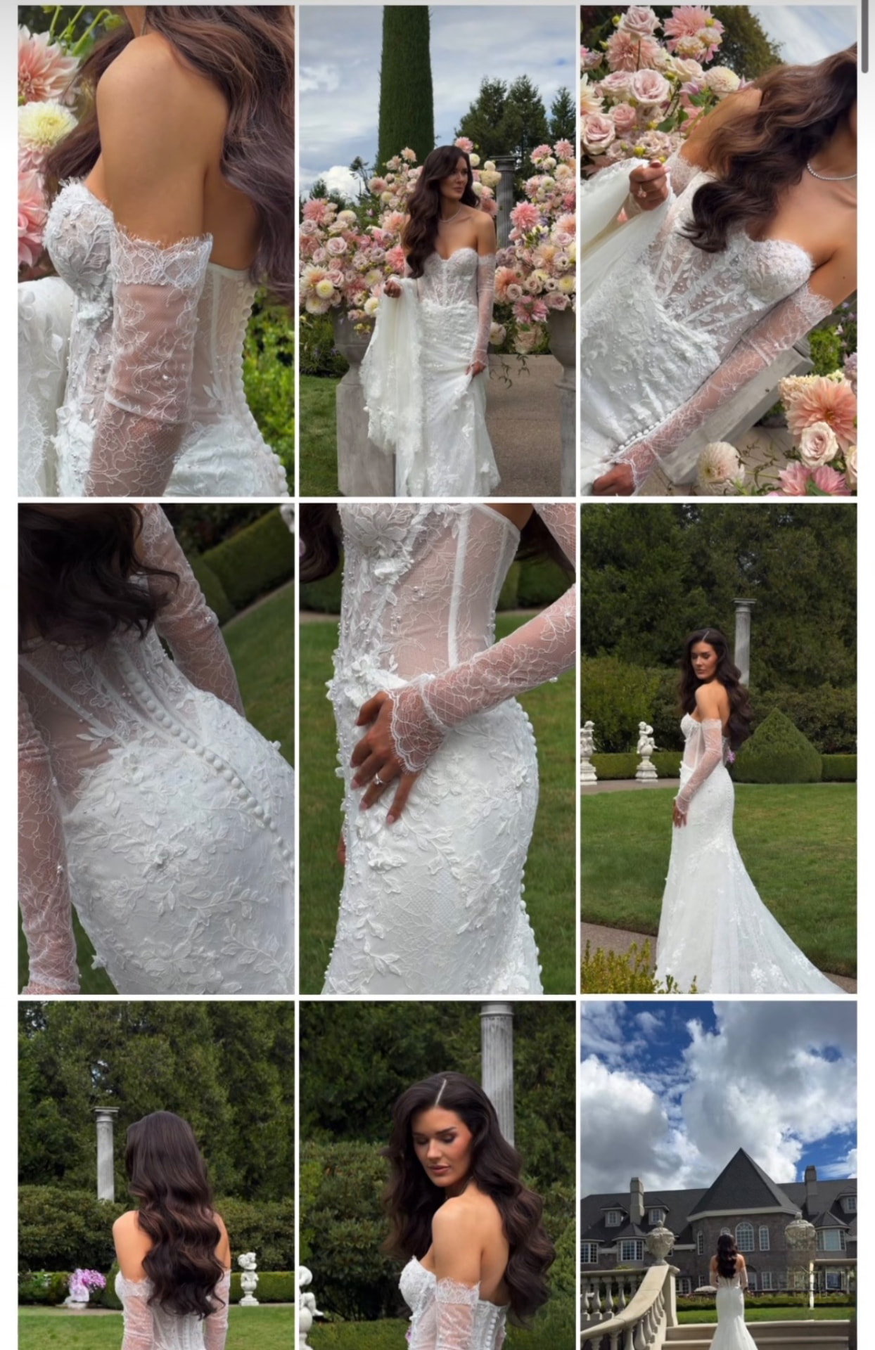 Grid of bridal portrait details in the gallery