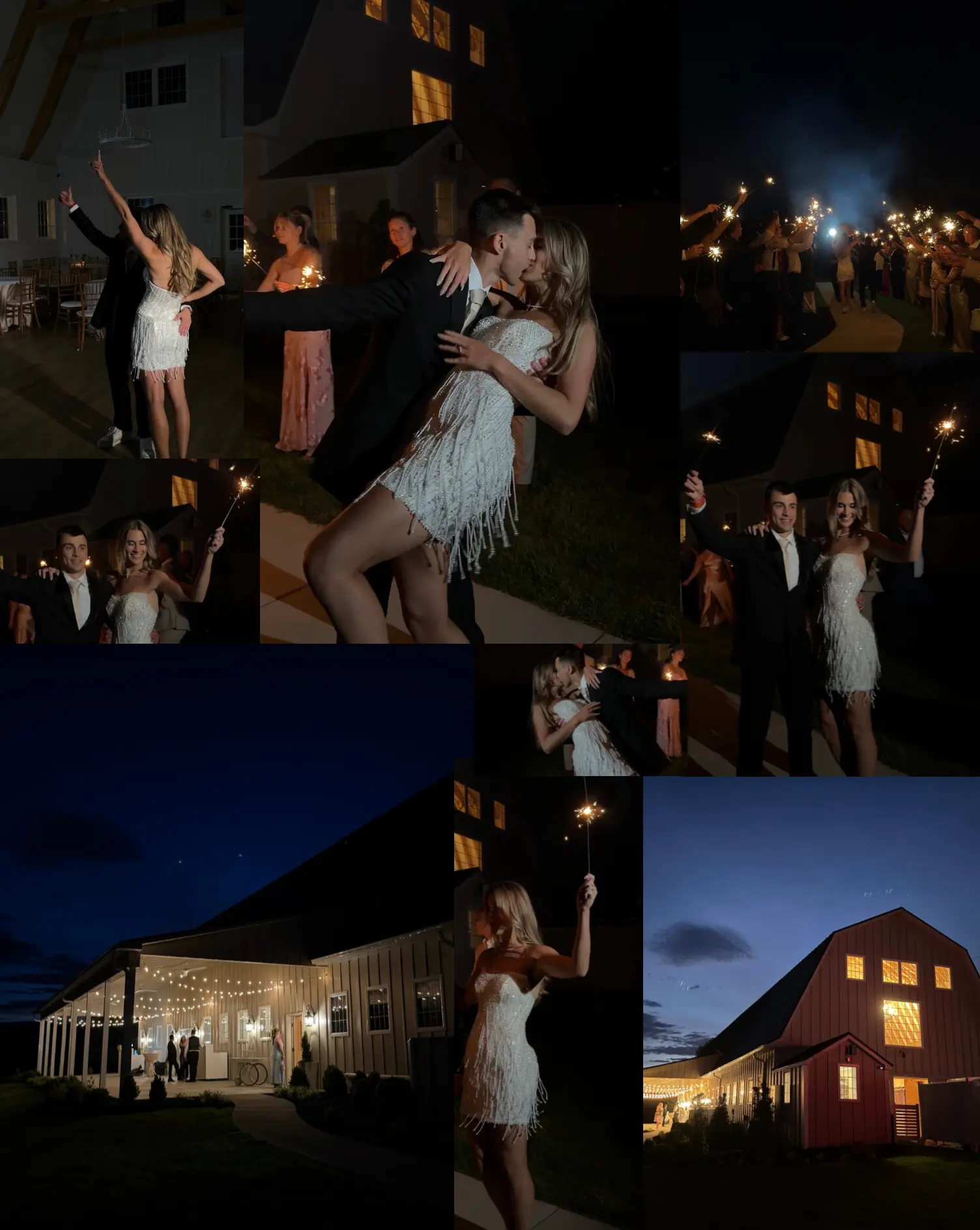 Gallery samples of the sparkler send-off at night