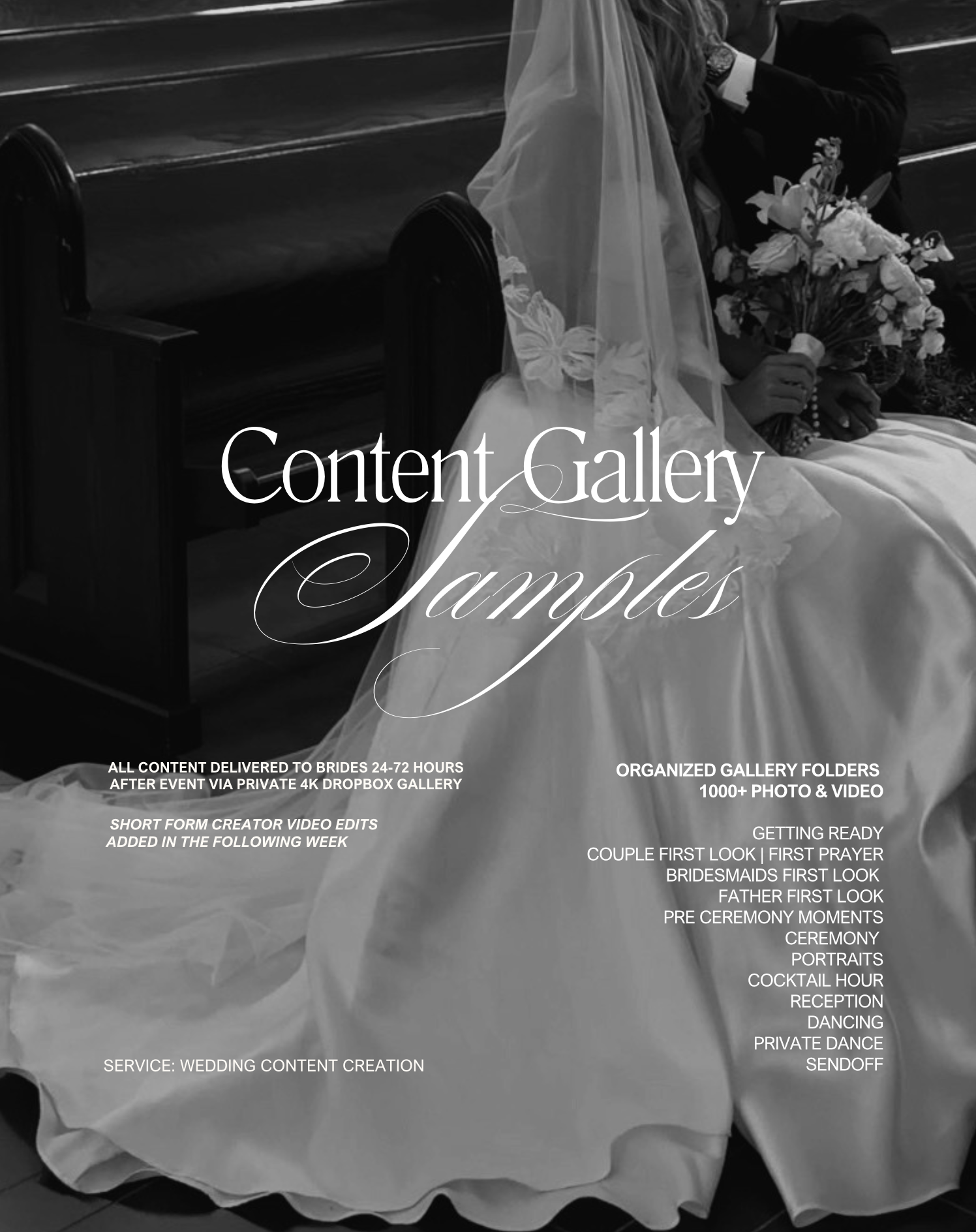 Sample folders from a 4K wedding content gallery